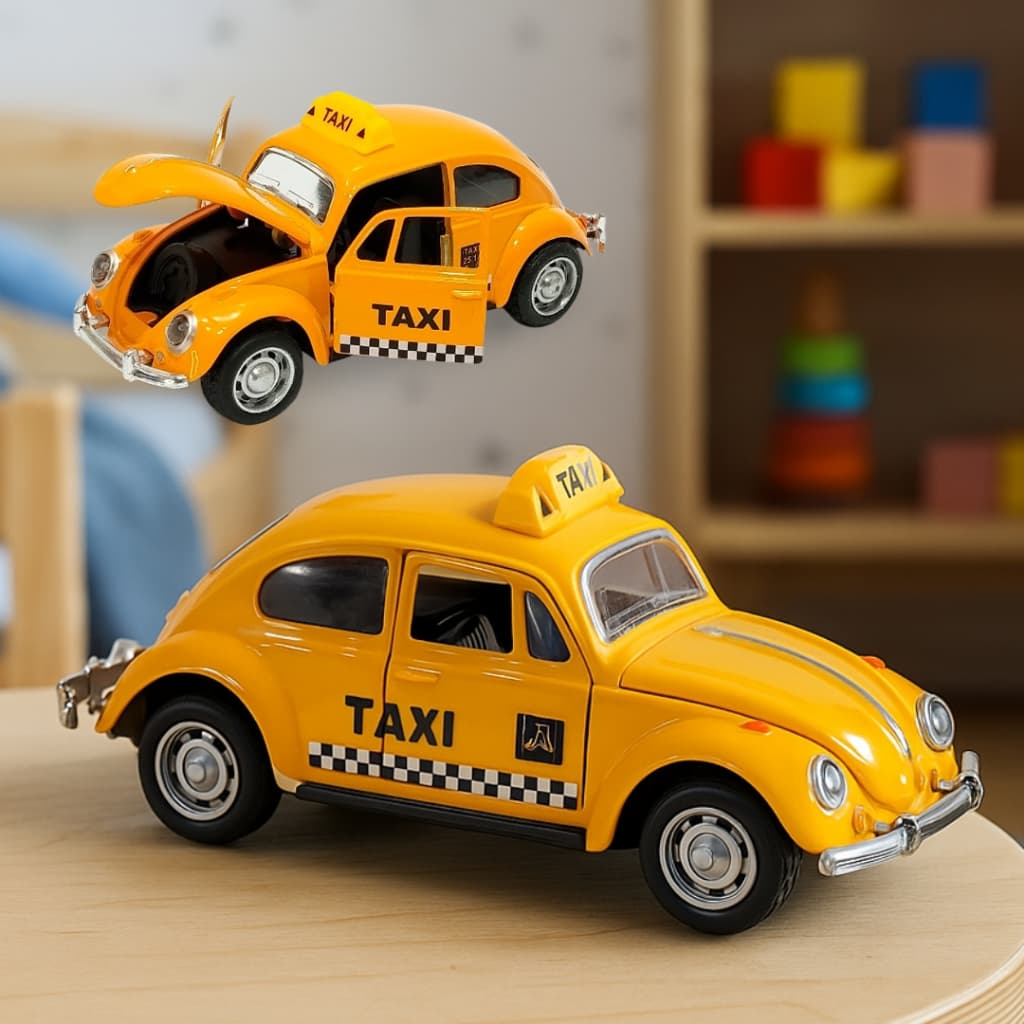 Carrinho Miniatura Fusca Taxi a Fricção Fusquinha Coleção Carro Brinquedo de Menino