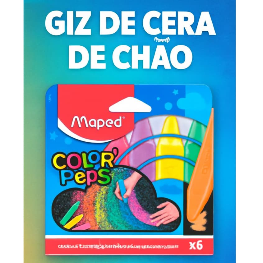 Giz de Chão Color’Peps MAPED 6 Cores Lavável Calçada Asfalto Infantil Desenho Jumbo Brincadeiras