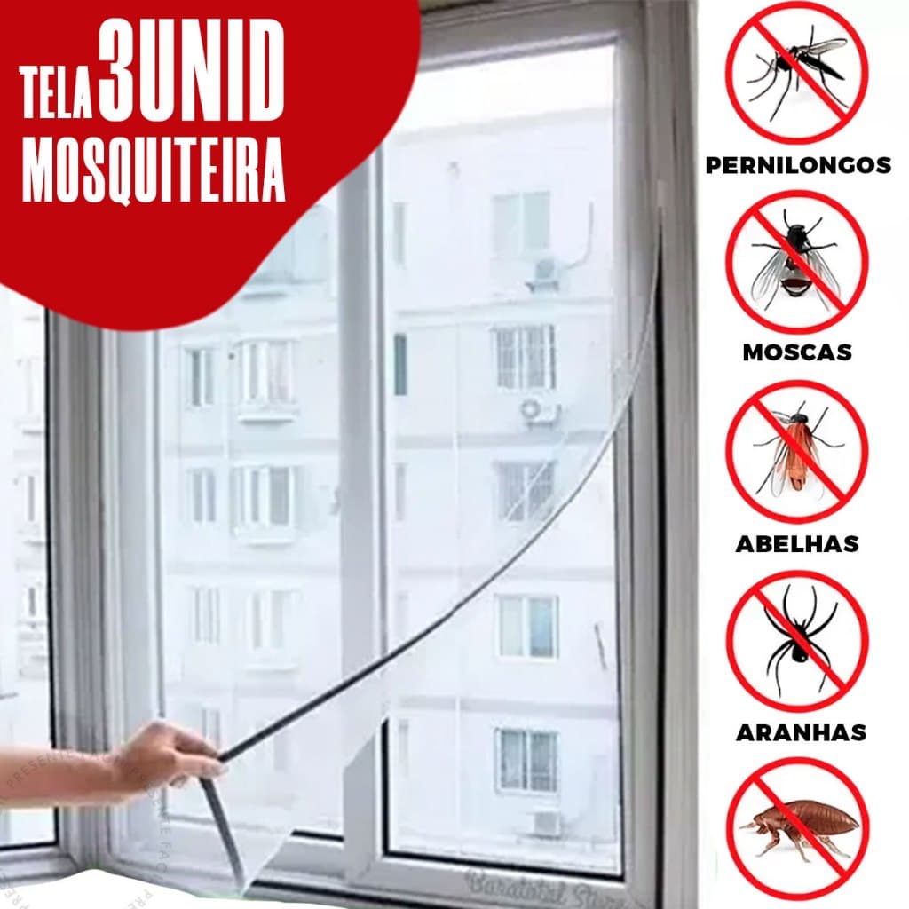 Tela Mosquiteira Adesivo Removível Anti Inseto Com Velcro