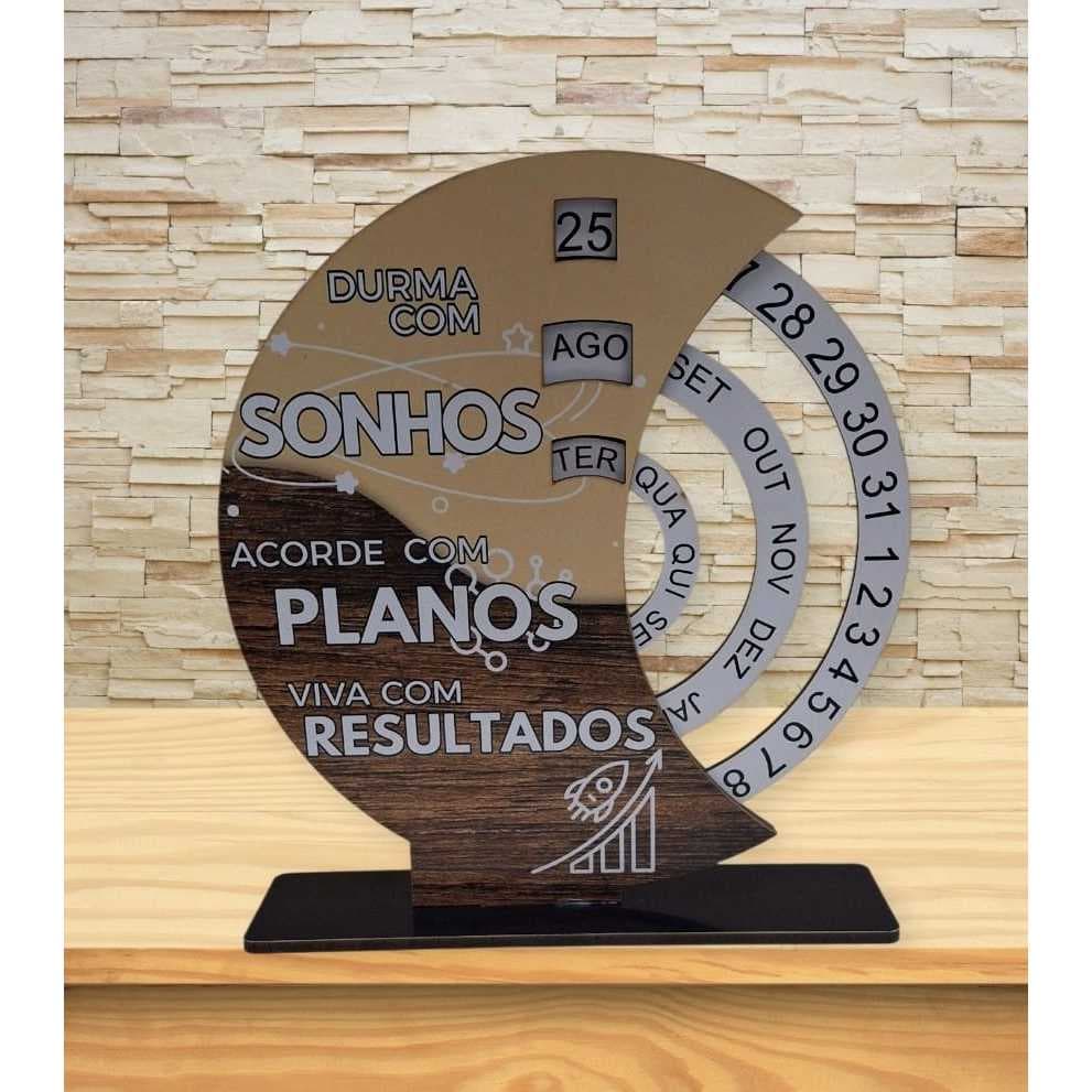 Calendário de Mesa Permanente em MDF Adesivado Decorativo