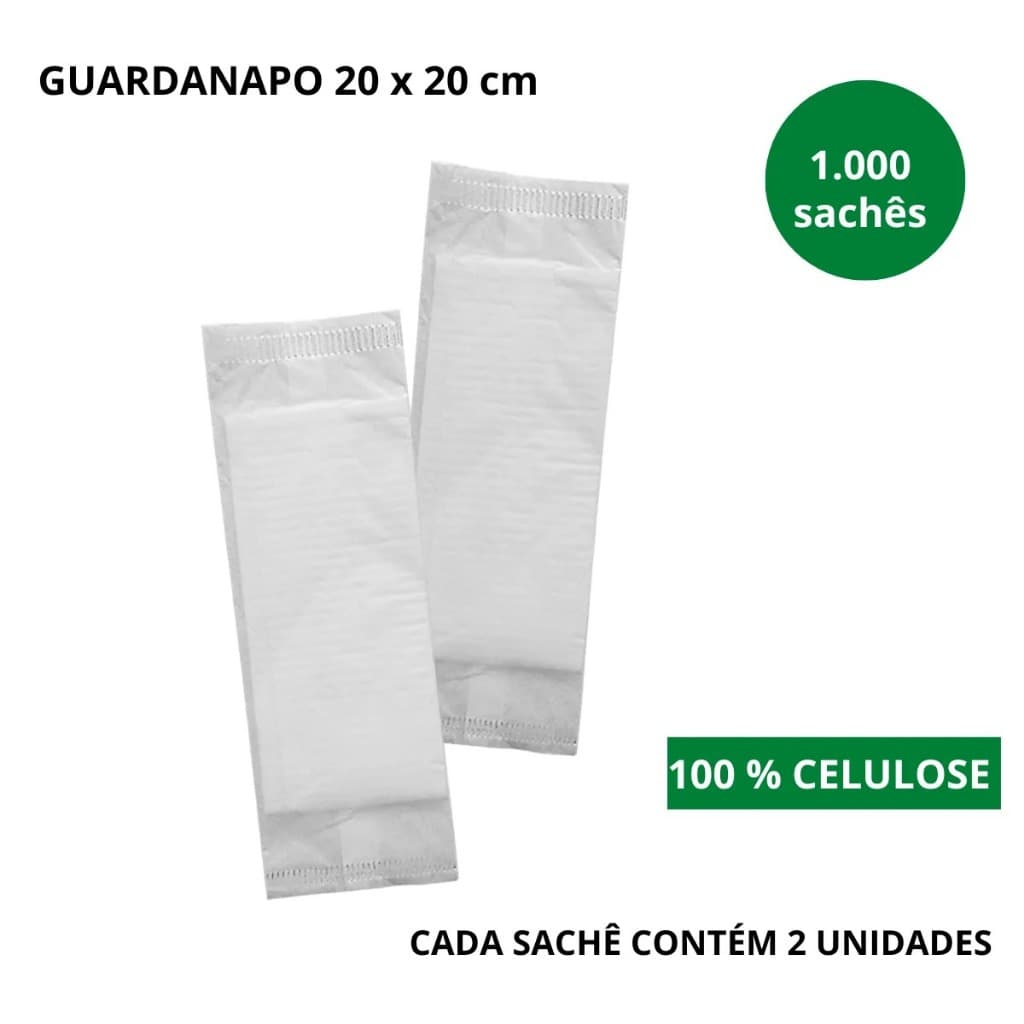 250~1000 saquinho com 2 guardanapos 20x20 branco descartável