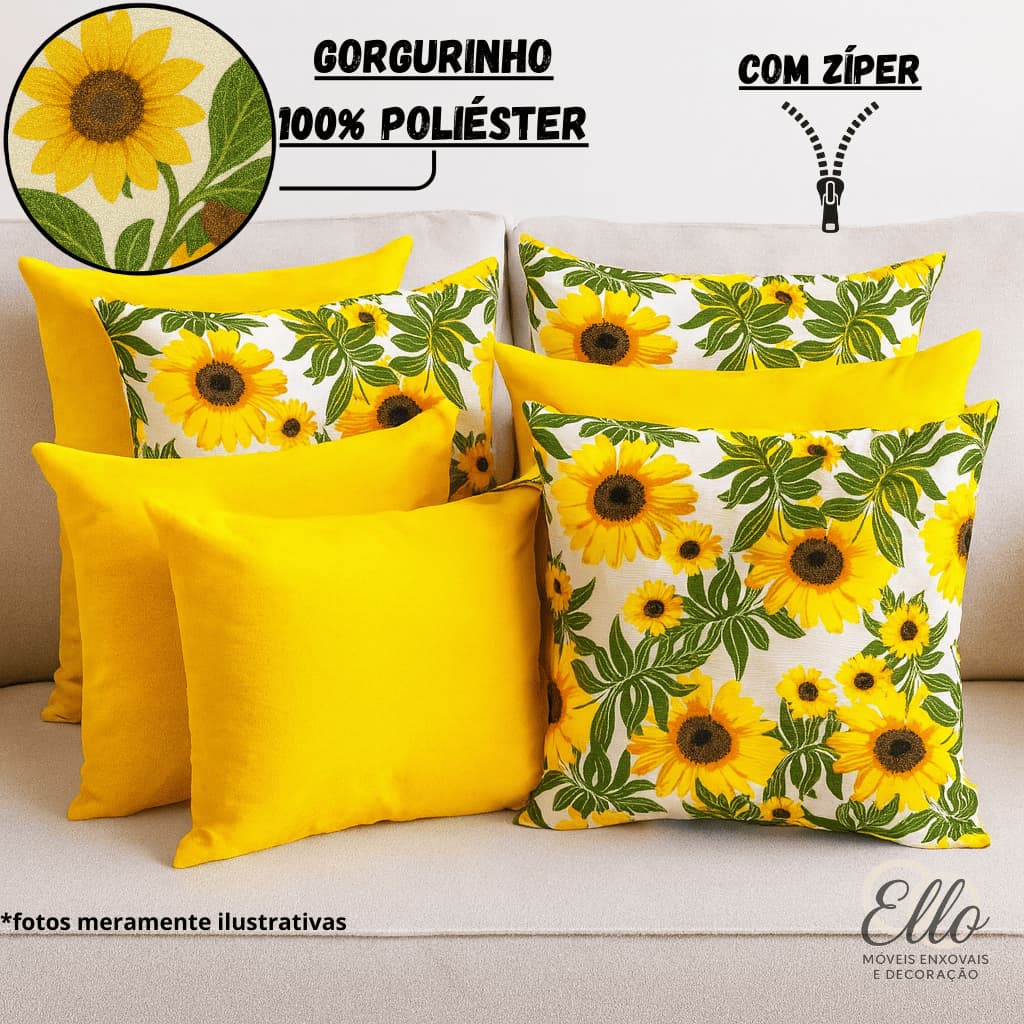 Capa de Almofadas Kit 2, 4, 6 ou 8 Pçs 40x40cm Gorgurinho Natureza | Sala, Quarto ou Varanda!