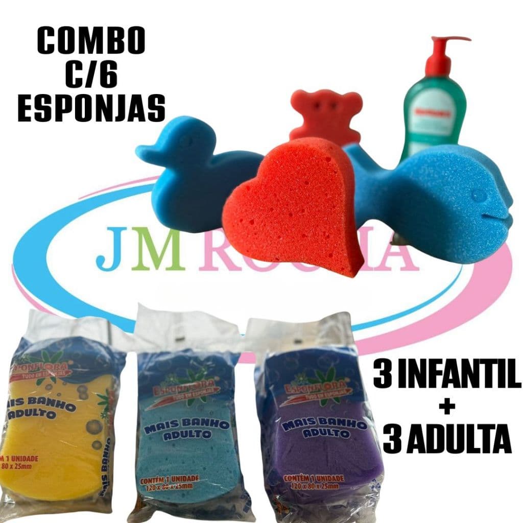 Combo Esponja Adulto e Infantil | Ultra Macias e confortável | Bucha colorida e Bichinhos