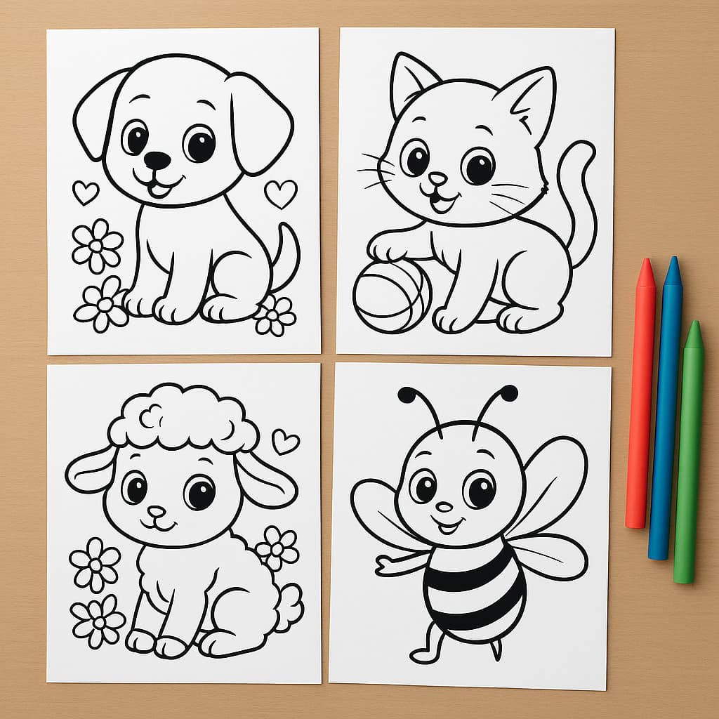 Desenhos 100/200/300 para Colorir Animais Infantil Educativas Crianças Pintura Safari Fazenda Zoológico
