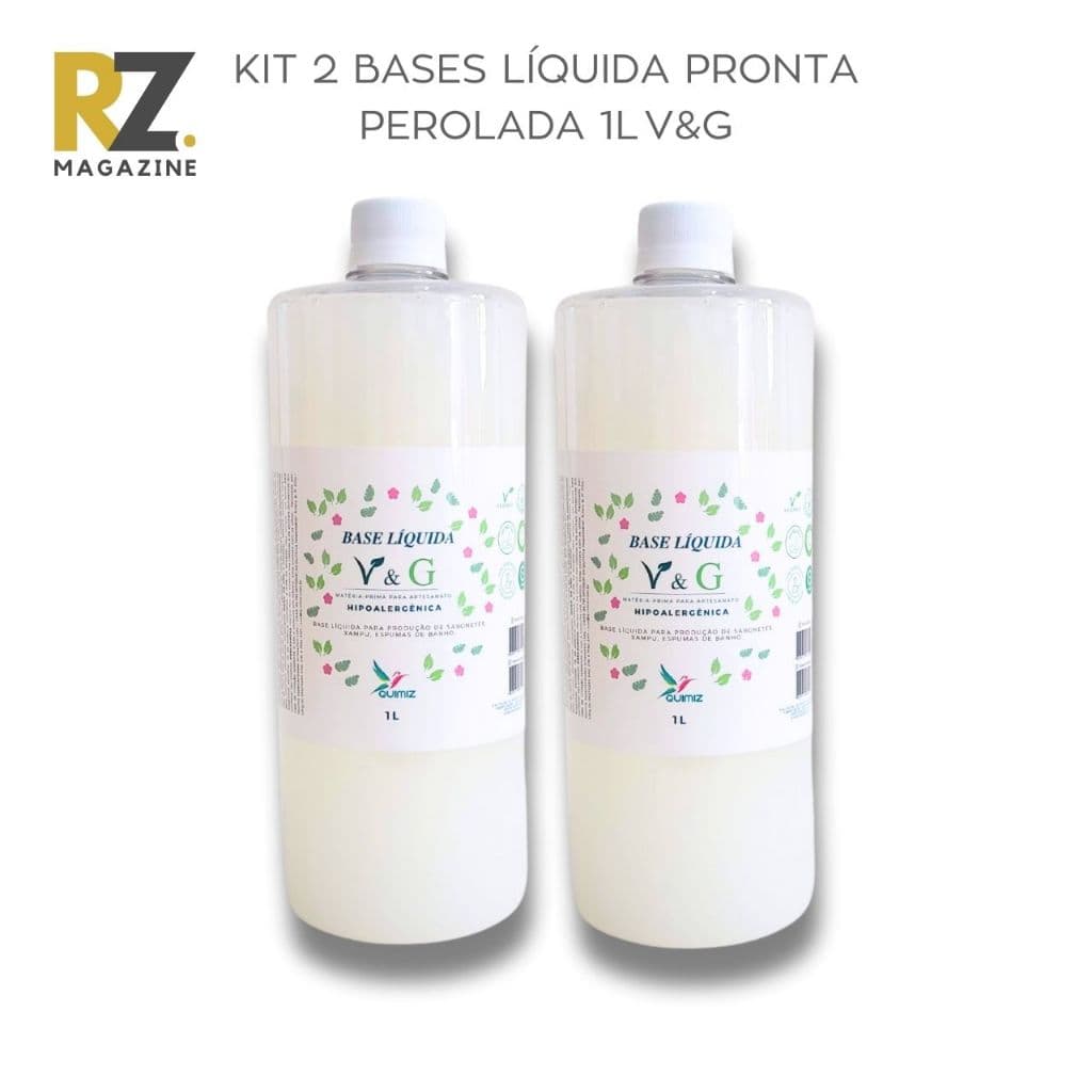 Kit c/ 2 Bases Sabonete Líquido Pronta Hipoalergênica Perolada p/ Sabonete e Shampoo - V&G  1 Litro