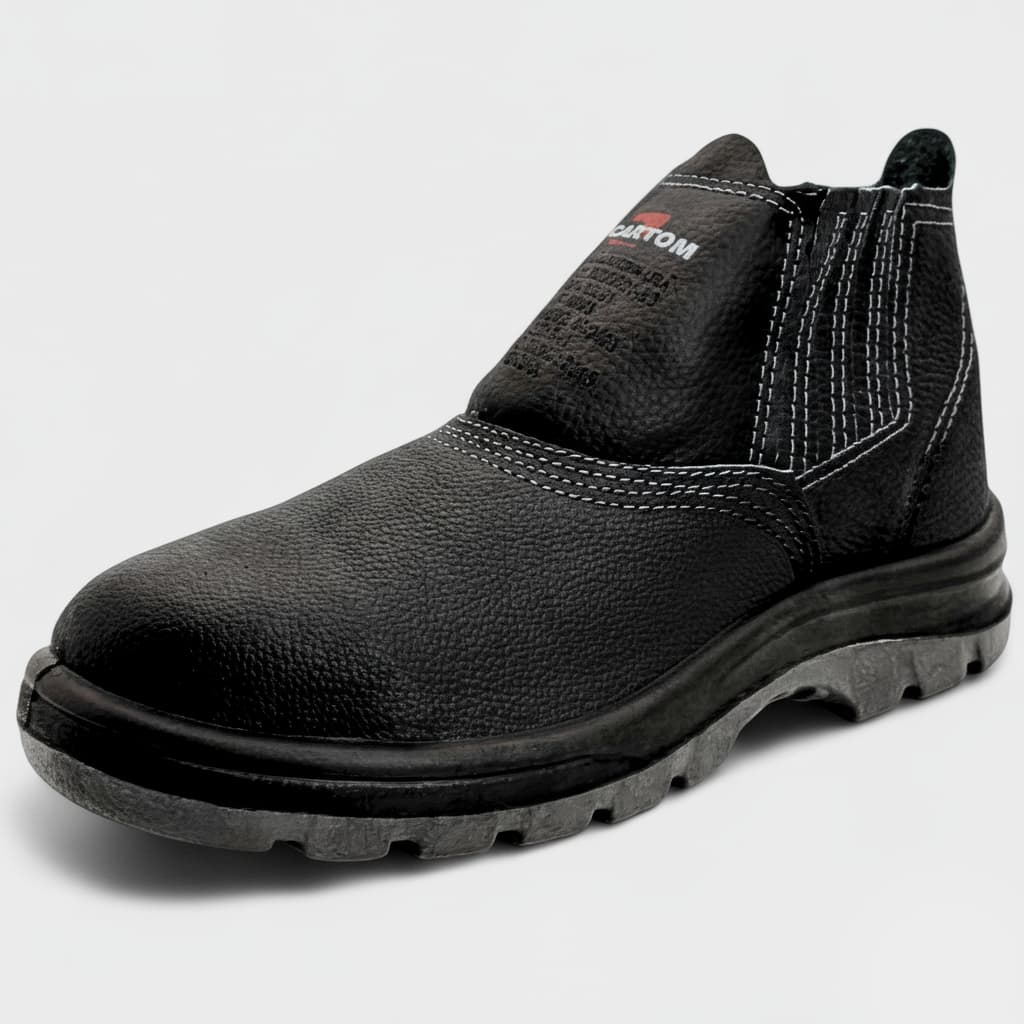 Botina De Segurança Biqueira de PVC Bidensidade Cartom Flex EPI CA15081 Couro 026PVC - Preto