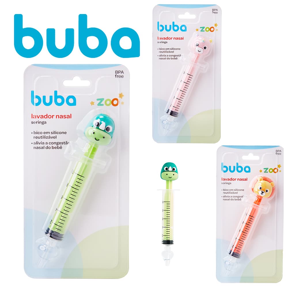 Seringa Lavagem Nasal Lúdica Buba ZOO Dino Bebê Buba
