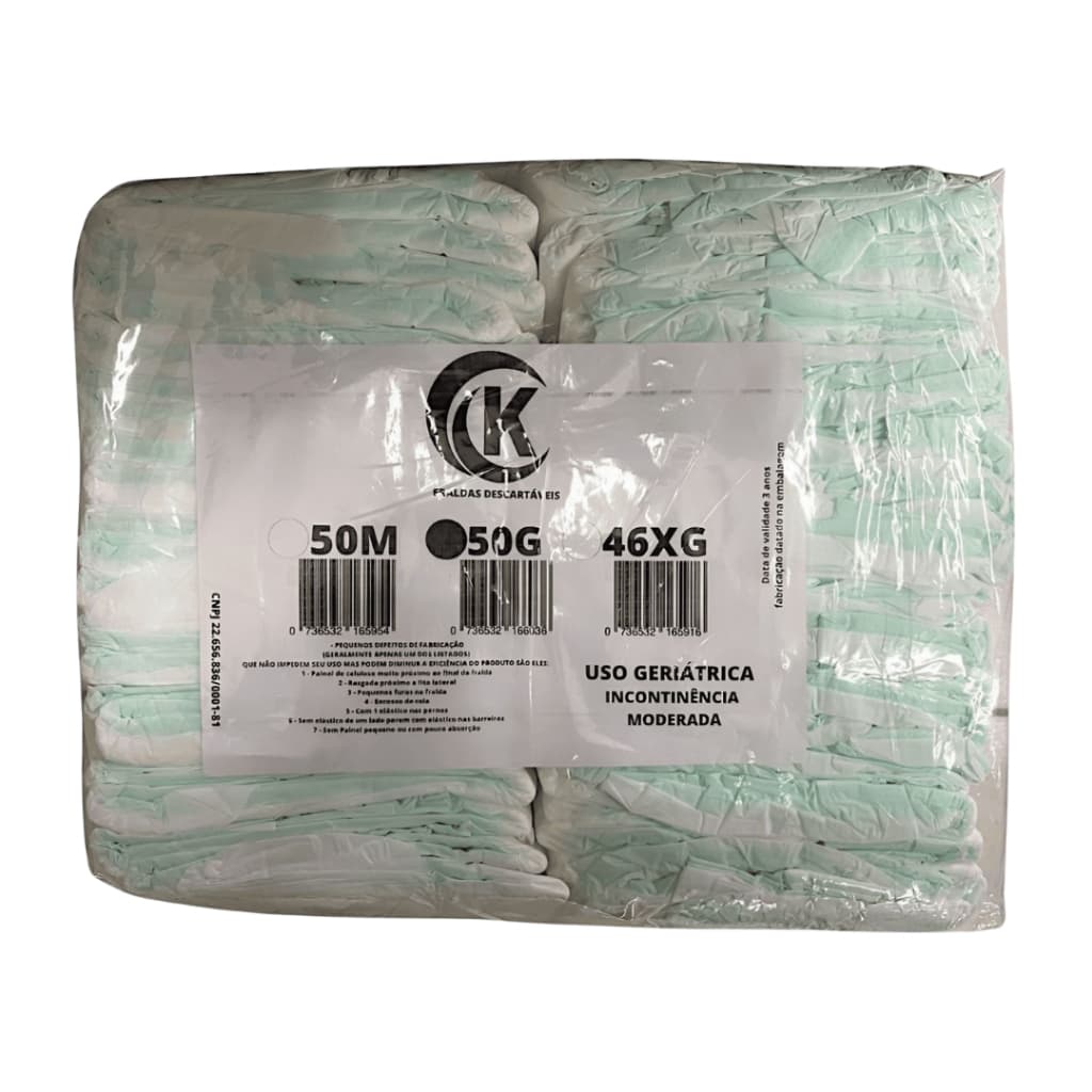 Fralda Geriátrica Adulto Segunda Linha Com 50 Unidades Tamanho Grande Incontinência Moderada