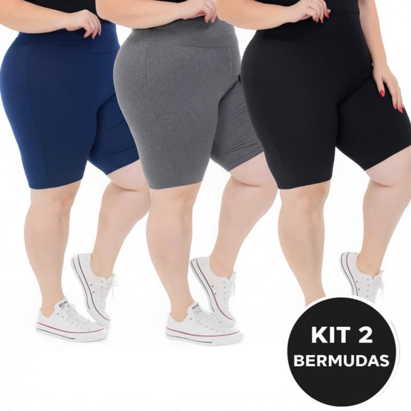 Kit 2 Bermudas Plus Size Feminina Suplex