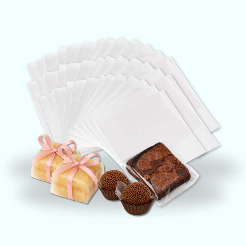 Folha Celofane para brownies, bem casado, doces de Gourmet Kits com 100 e 500 folhas