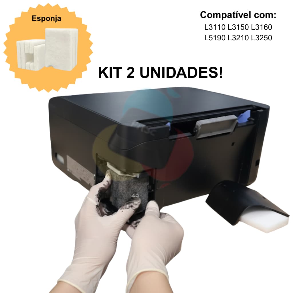 Kit 2 Almofadas Absorventes Feltro Epson L3150 L3250 L3110 L3210 Similar ao Original Sem Poliéster Alta Absorção