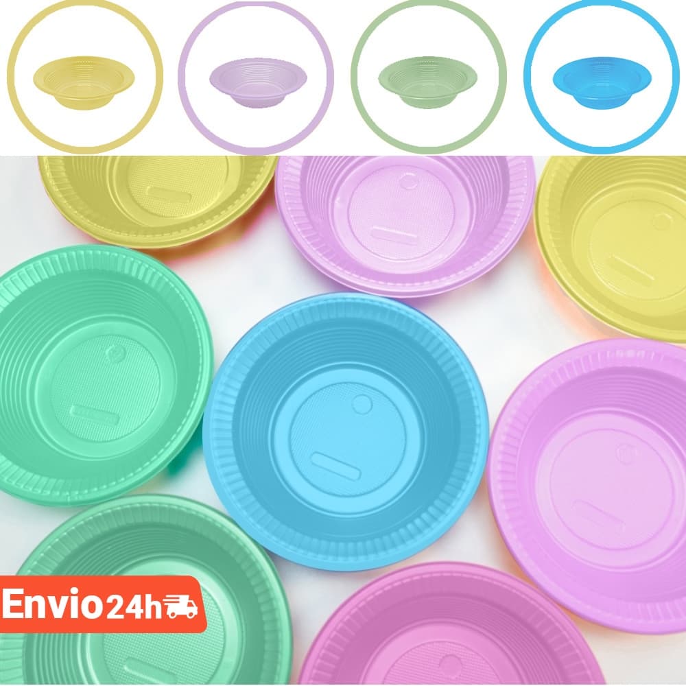 Prato Fundo combuca Descartável  Festa Candy Colors 15cm Colorido 10, 30, 50 e 100 un