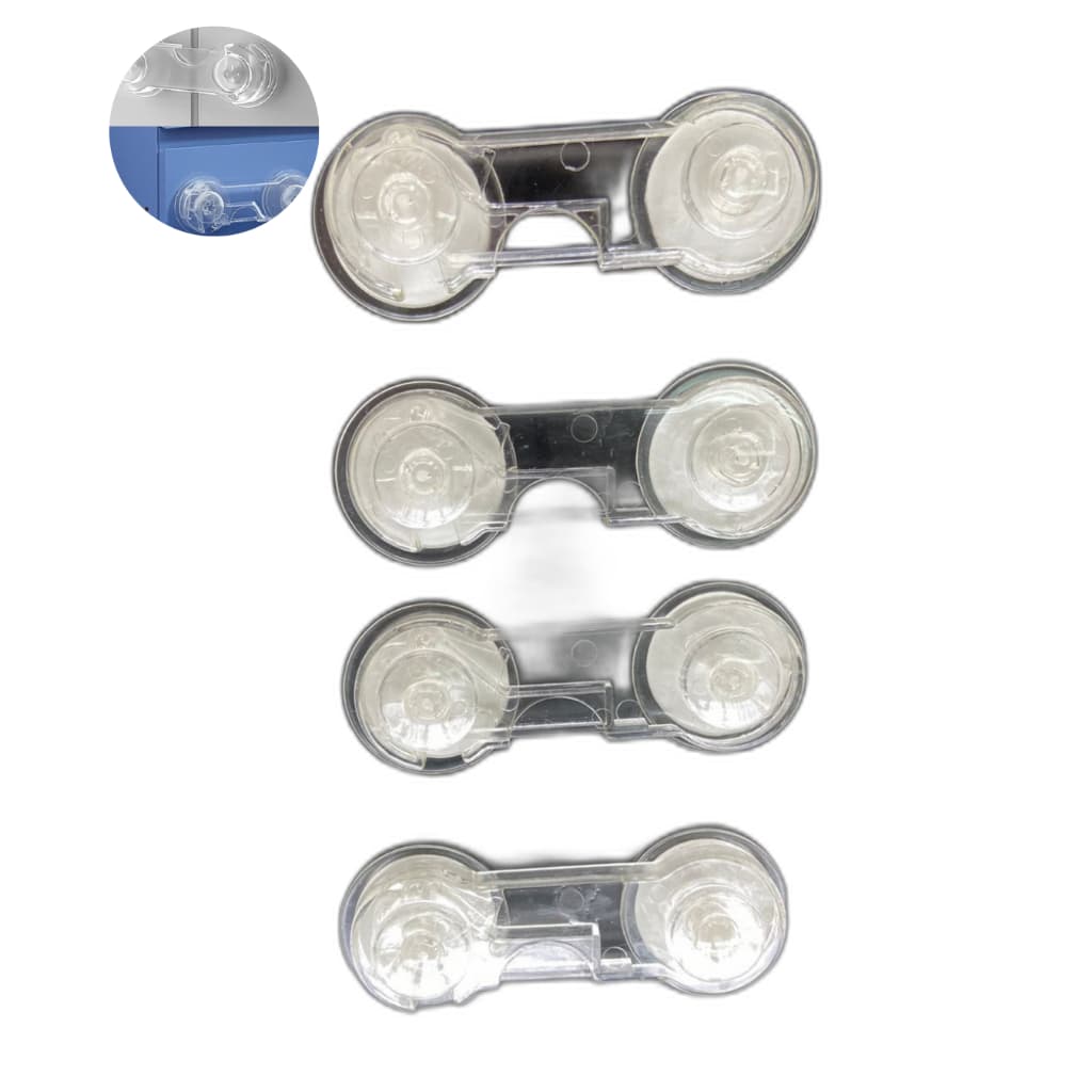 Kit Travas de Segurança Transparente 4 unidades Gavetas e Portas Proteção Ideal Bebês e Crianças