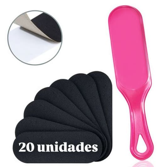 Kit 20 Lixas Pés Refil Descartável + 1 Base Suporte Anatômica Pedicure