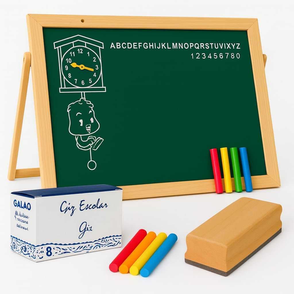 Lousa Quadro Verde Infantil 70x50 + Giz + Apagador