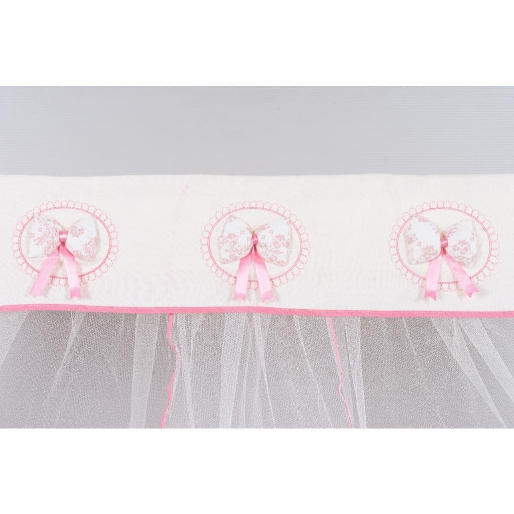 MOSQUITEIRO (CORTINADO) PARA BERÇO AMERICANO BEBÊ - BORDADO E COM LAÇOS ROSÊ -DELICADO MENINA/NEUTRO