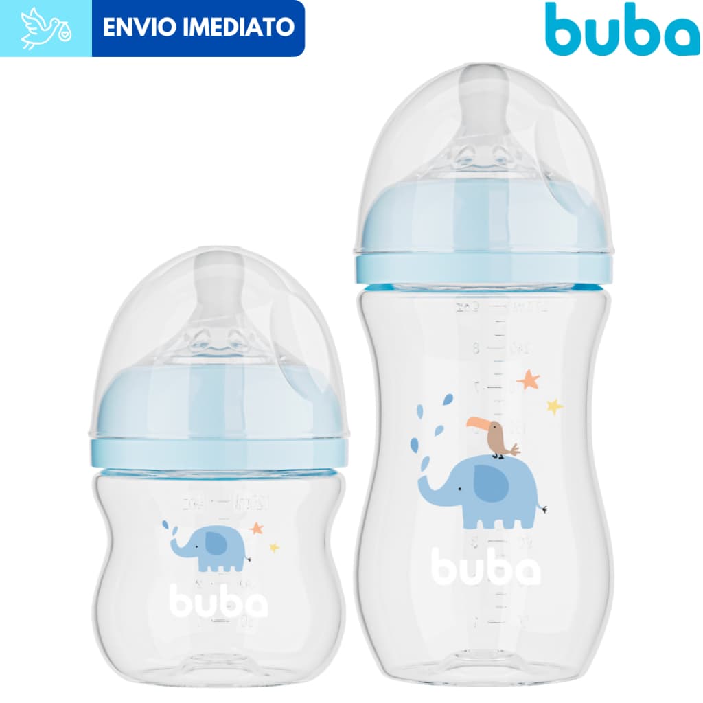 Kit 2 Mamadeiras Buba Easy Flow Anticólica 270 e 120 ML