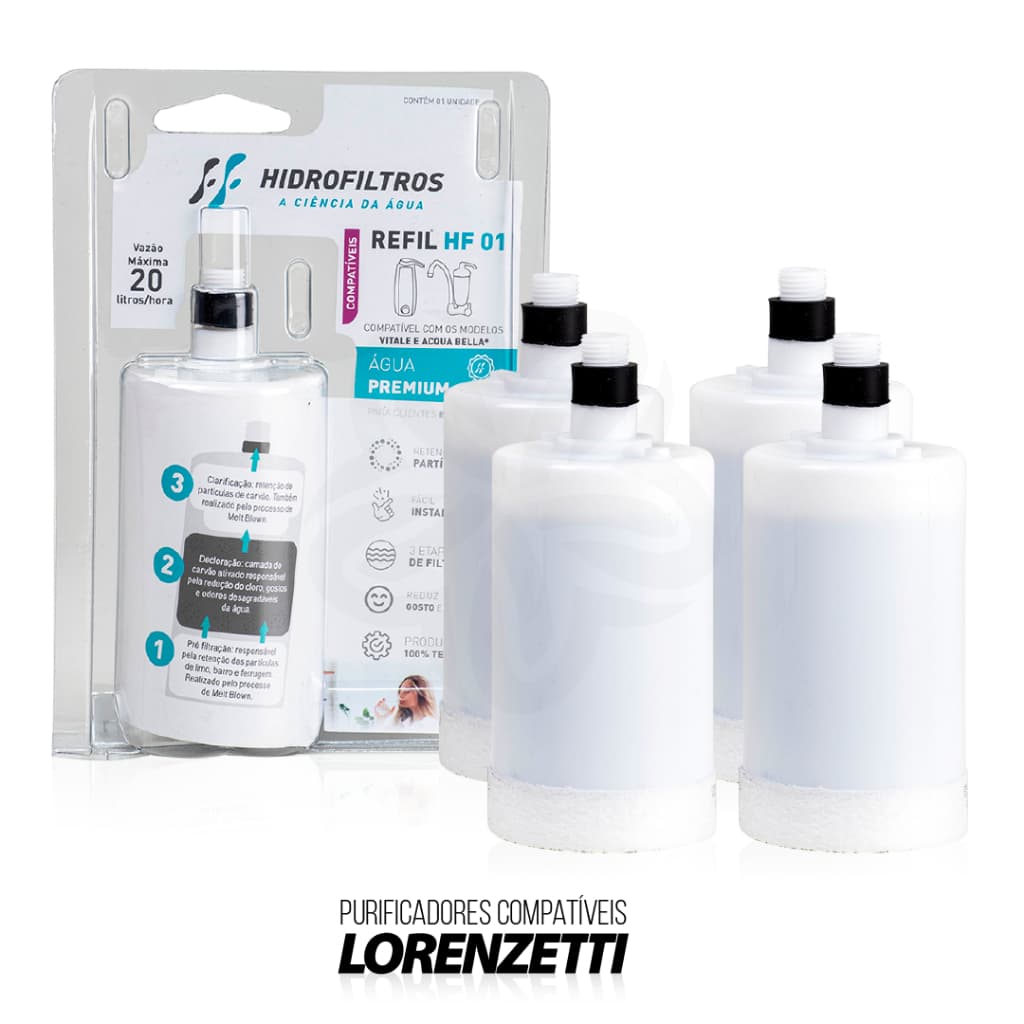 kit 4/3/2/1 Refil Vela Para Filtro Água Torneira Purificador Lorenzetti Acqua Bella Vitale Rv-01