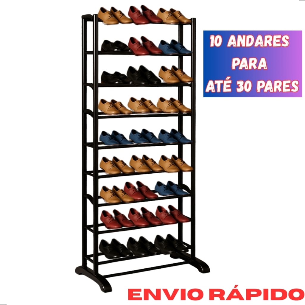 Sapateira Vertical Organizadora Para até 30 Pares com 10 Prateleiras Para Todo Tipo de Calçados