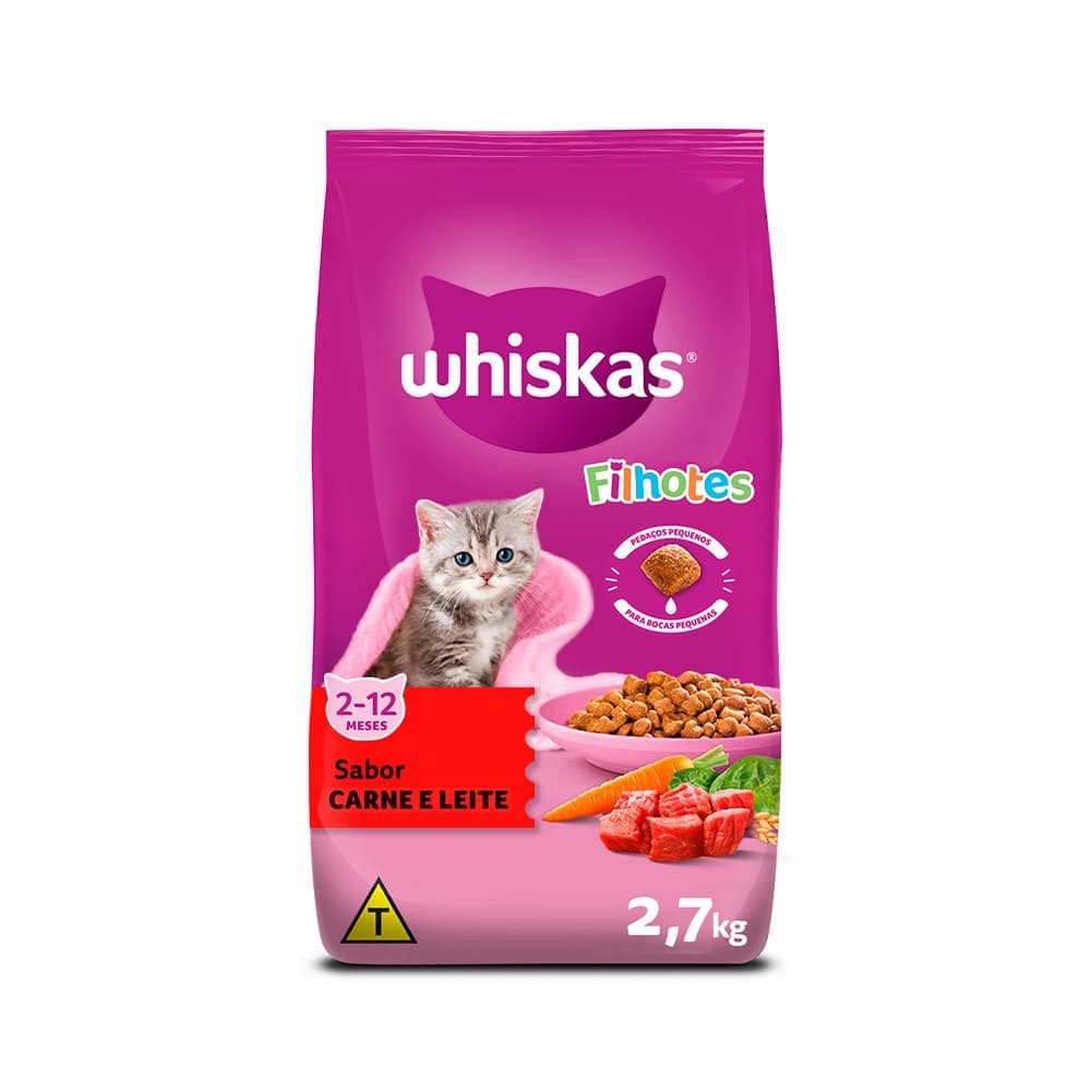 Ração Whiskas para Gatos Filhotes Sabor Carne e Leite 2,7 kg