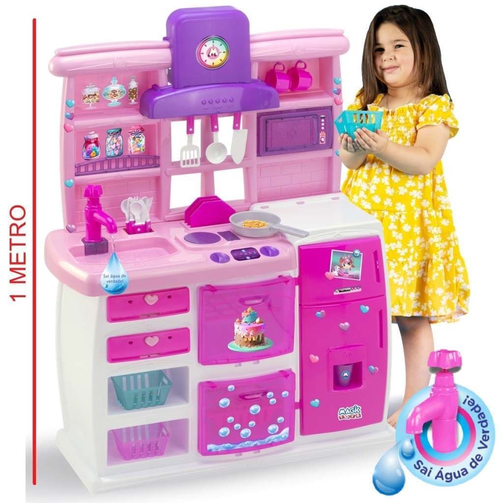 Cozinha De Brinquedo Forno Geladeira Casinha Master Magic Toys Com 26 Peças - Magic Toys