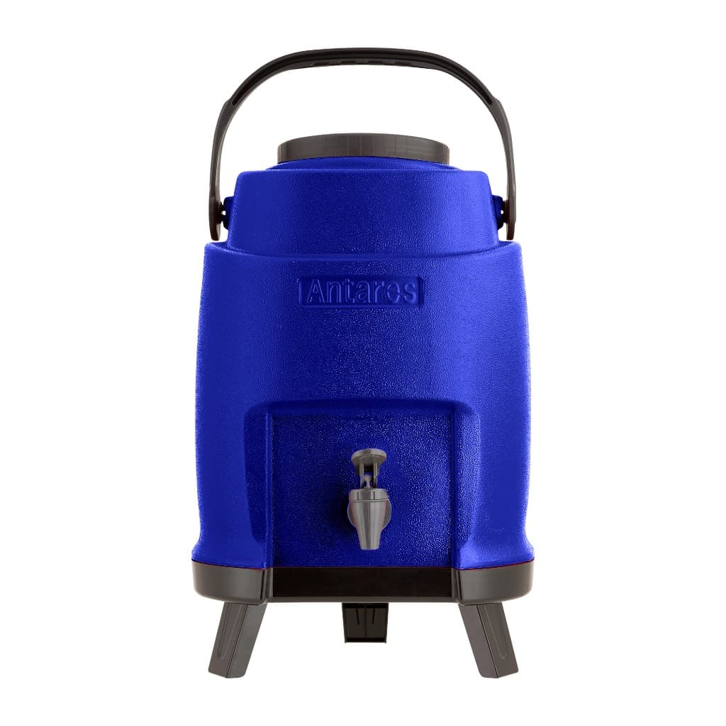 Botijão Galão Térmico 8 Litros Garrafão Azul Com Torneira Pé Alça Conserva Bebida Quente Frio Gelado