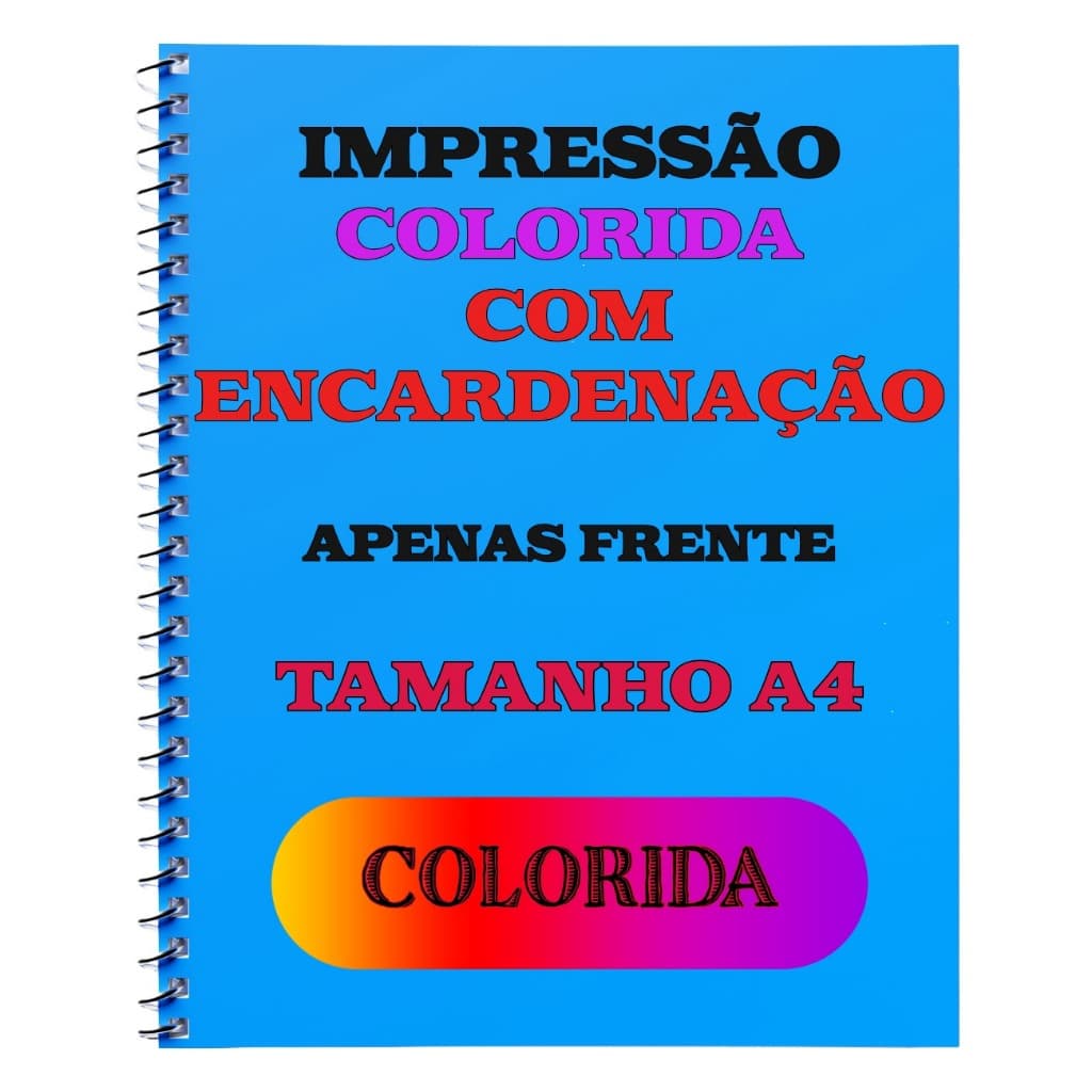Impressão Colorida de Apostila com Encardenação A4 Somente Frente Até 450 Páginas