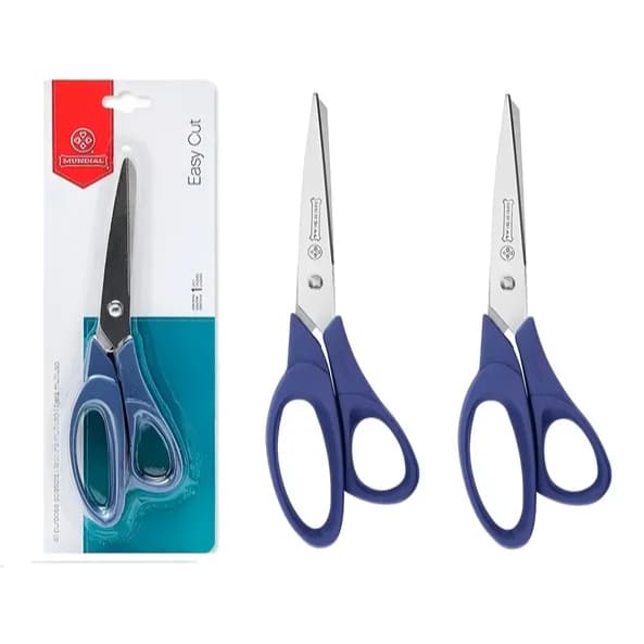 2 Tesoura Multiuso Mundial Corte Facil 19CM - 162N-7.1/2 Azul