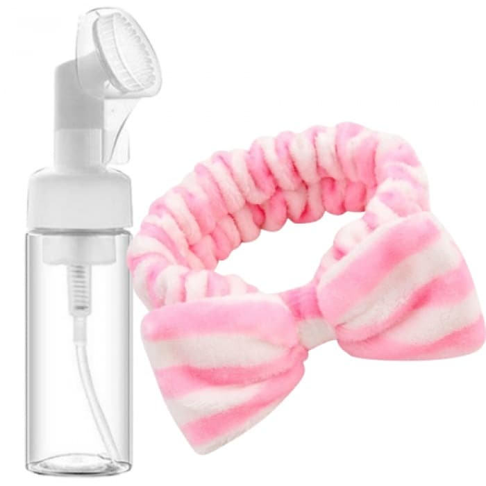 Kit 1/2/3 Frasco Pump Espuma Limpeza Facial Skin Care Silicone +1 Faixa Toalha