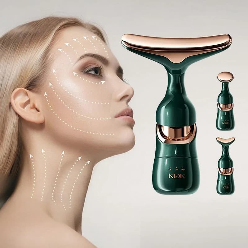 Massageador Facial Elétrico 3 em 1 - Vibração, Lifting, Anti-idade para Rosto e Pescoço N7