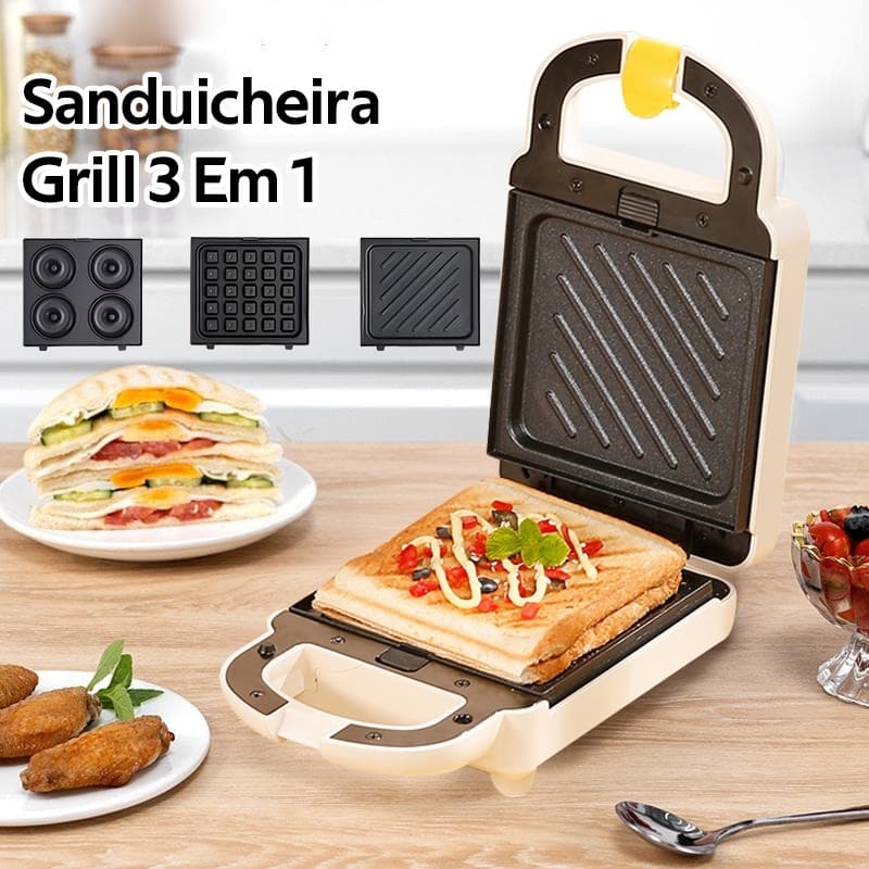 Sanduicheira Grill 3 Em 1 Antiaderente Multifuncional Sanduicheira Elétrica -M9