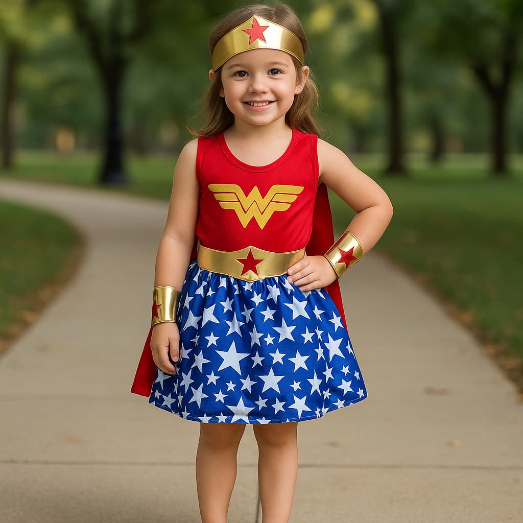 Fantasia Infantil Mulher Maravilha com Forro