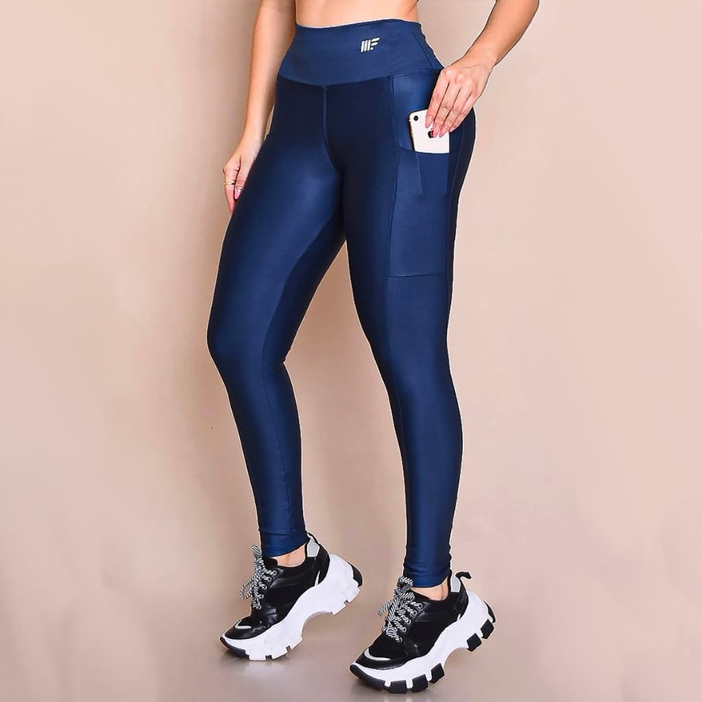 Calça Legging Feminina Suplex Com Bolso Cintura Alta