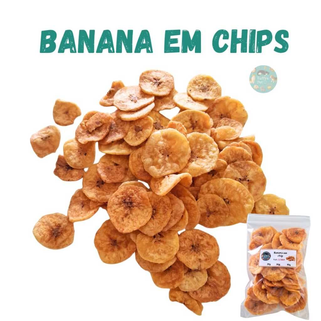 Banana em chips petisco para roedores e aves hamster, gerbil, twister.