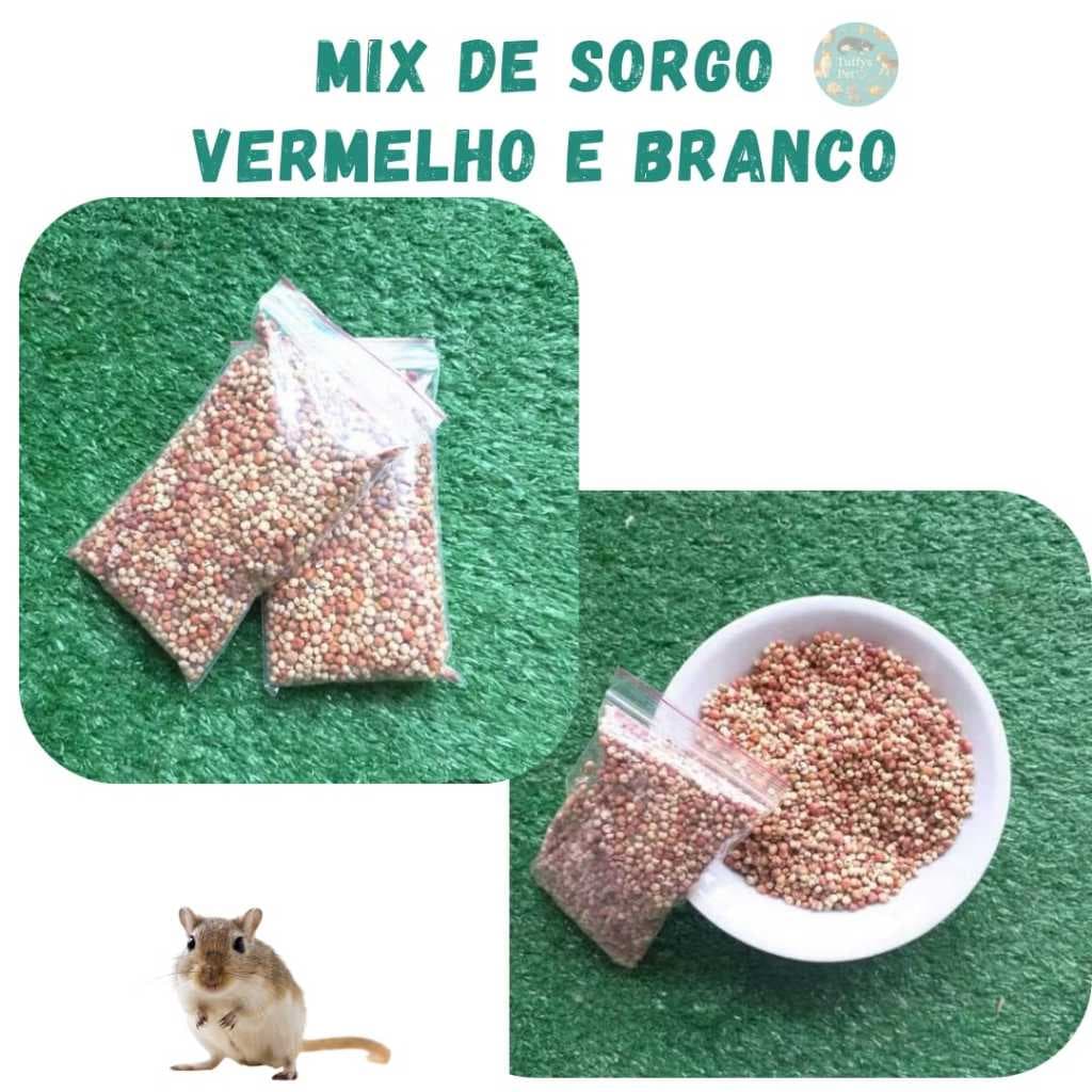 Mix de sorgo vermelho e branco petisco para roedores e aves