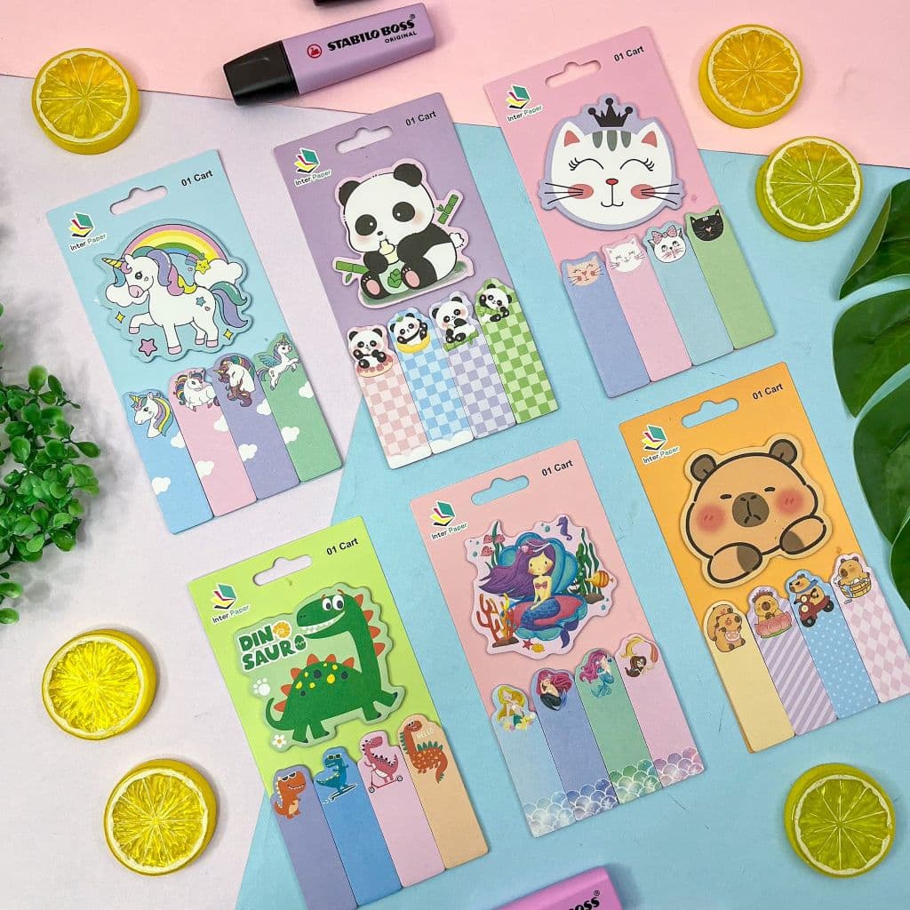 Cartela com 5 Blocos Adesivos Fofos 20 Folhas Cada - Interponte