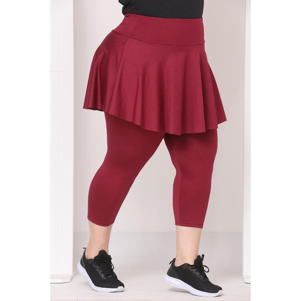 Calça Corsario Saia Capri Plus Size Babado Feminina Suplex Fitness Academia