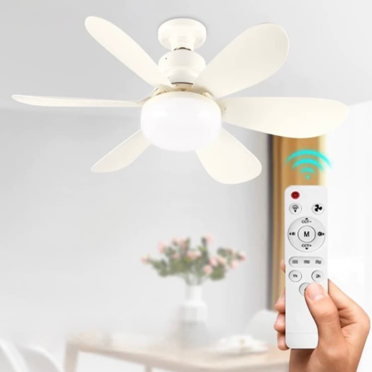 Ventilador De Teto Luz LED 60W Com 6 Hélices  3 Tipos De Luz Bivolt Com Controle Remoto