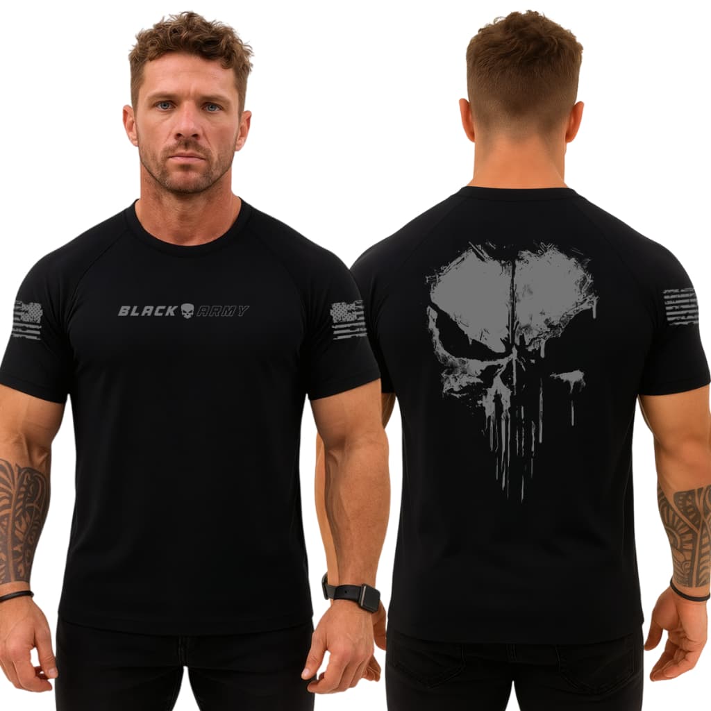 Camiseta Dry Fit Original Masculina Caveira Justiceiro das Sombras Black Army