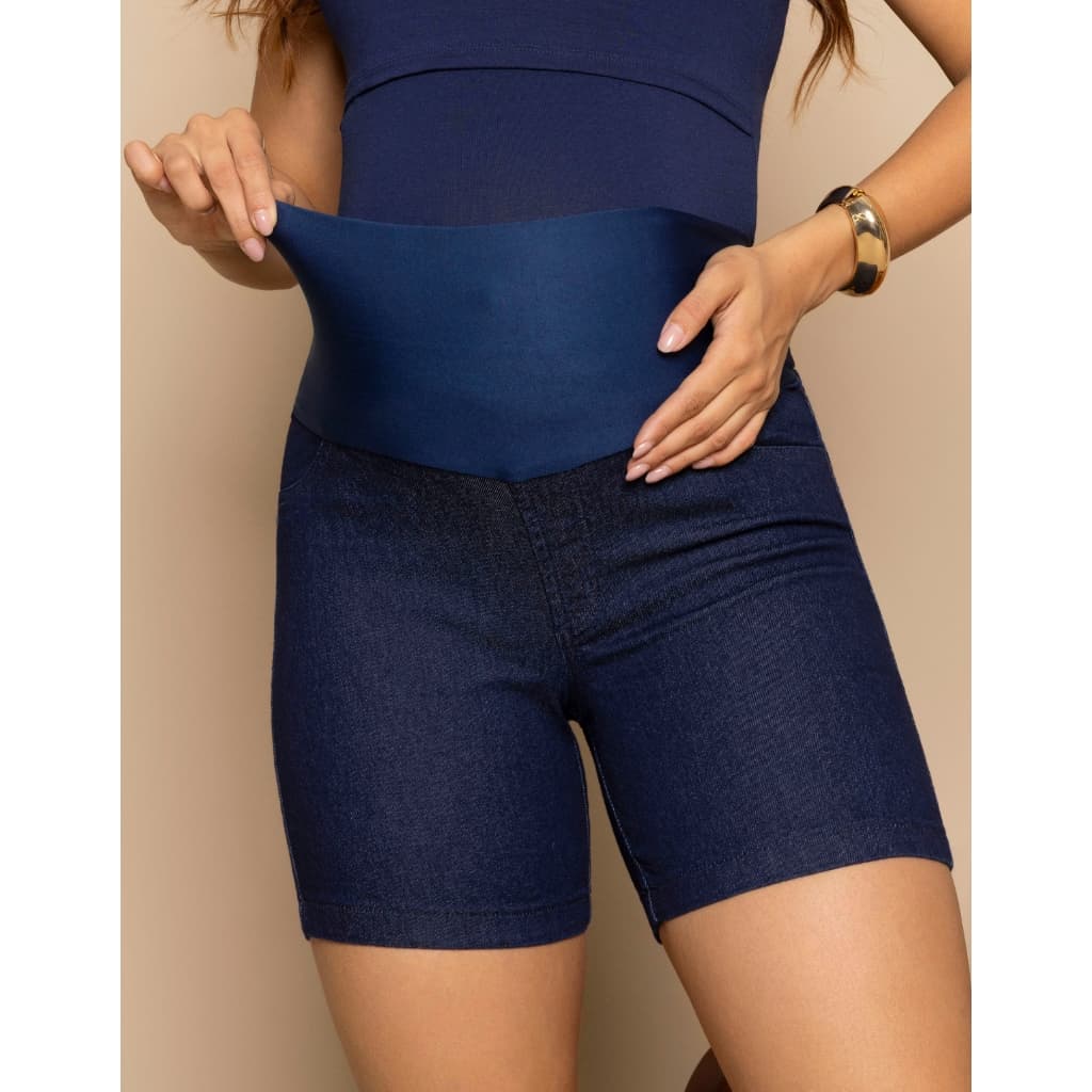 Shorts Jeans Gestante Cós Suplex Maternidade E Pós Parto