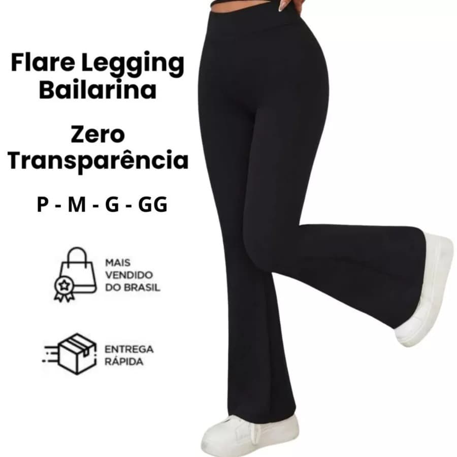 Calça Legging Flare Cintura Alta Bailarina Suplex Modela Bumbum
