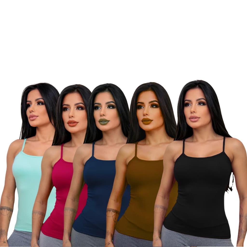 Kit 5 Regatas Feminina C/ Bojo Dia a Dia Caminhada Blusinha Viscolycra