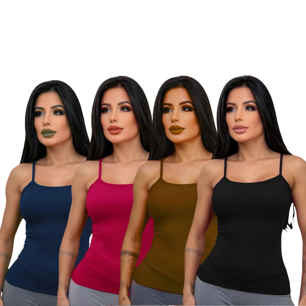 Kit 4 Regatas Feminina C/ Bojo Dia a Dia Atacado Caminhada Blusinha