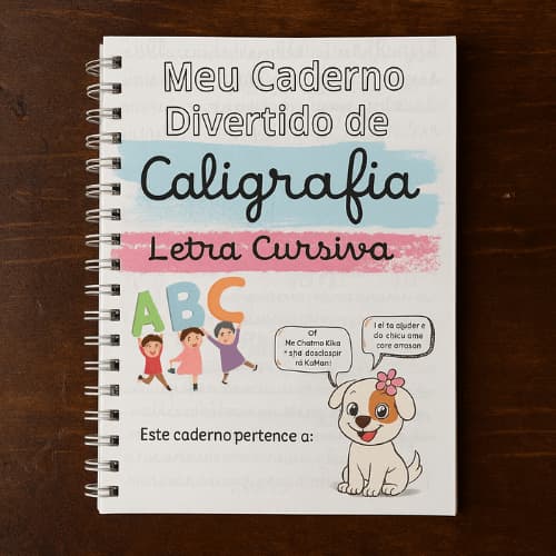 Caderno de Caligrafia Infantil Kika – Letra Cursiva + Certificado de Conclusão