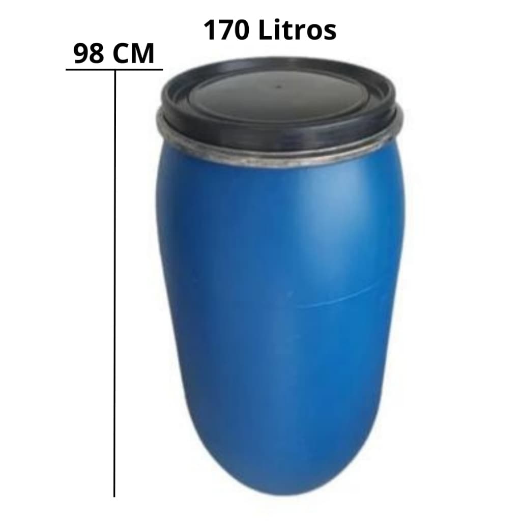Tambor Plástico 170 Litros  Bombona Plástica Barrica Com Tampa removível Encaixe Cinta Vedação semi novo