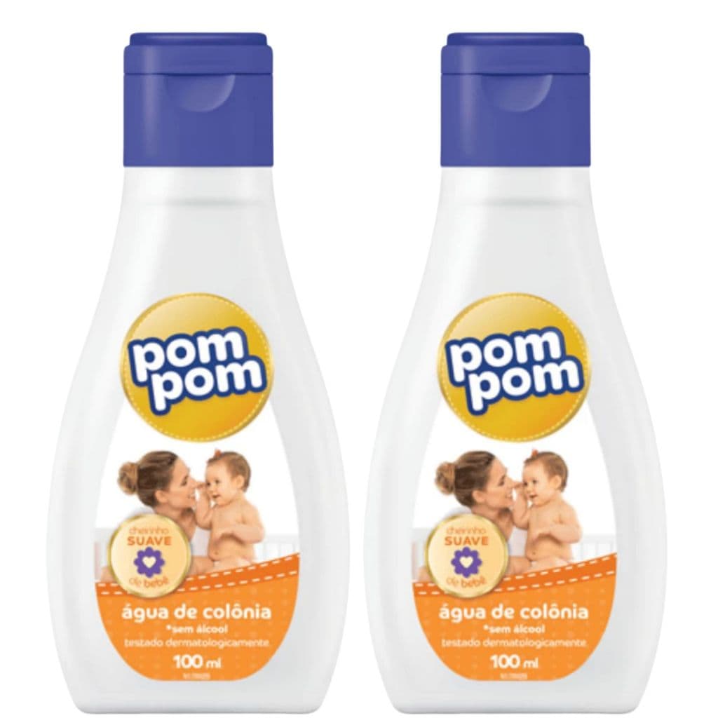 Kit 2 Unidades Água de Colônia Infantil POM POM 100ml Sem Álcool Testado Dermatologicamente Bebê