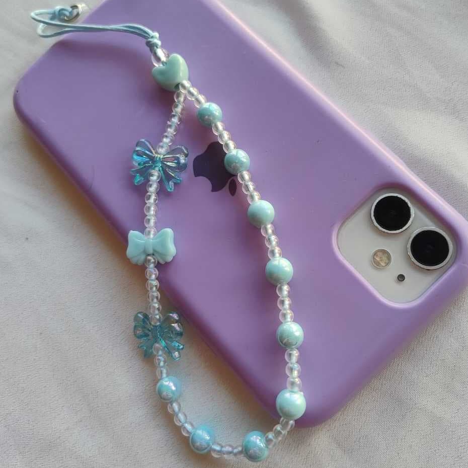 Pulseira de Celular Fofa com Lacinhos – Acessório de Bolsa e Chaveiro Strap Phone