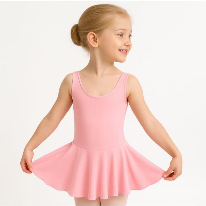 Collant Regata Com Saia Embutida e Short acoplado - infantil&juvenil (ROSA ou PRETO) SUPLEX