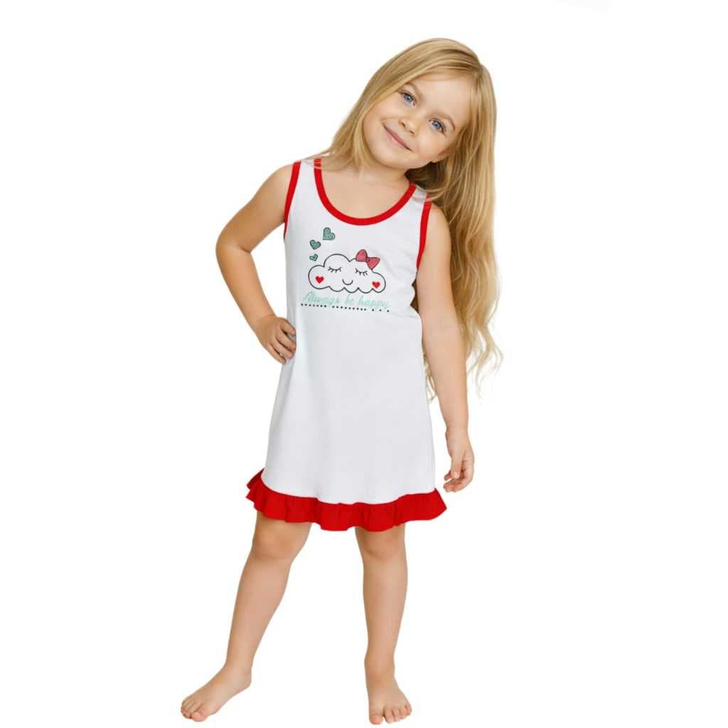 Camisola Infantil Menina Babado Pijama Criança Regata Verão