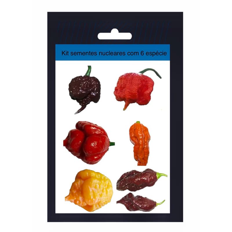 Kit de sementes das 6 Pimentas Nuclear. 100 %original ardidas MUITO FORTE